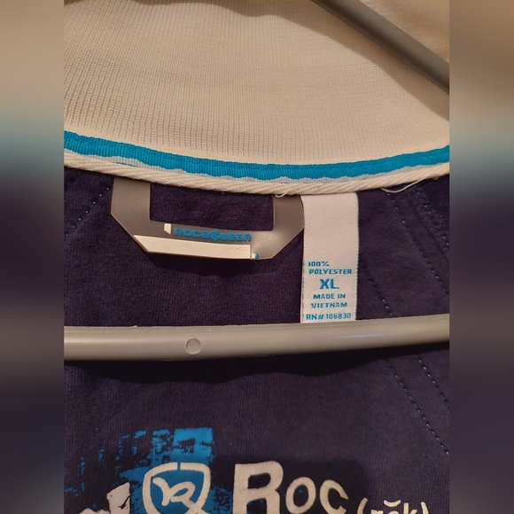 Rocawear Men's XL Dark Navy Blue and White Zip-Up Sweatsuit Jacket - Picture 7 of 15